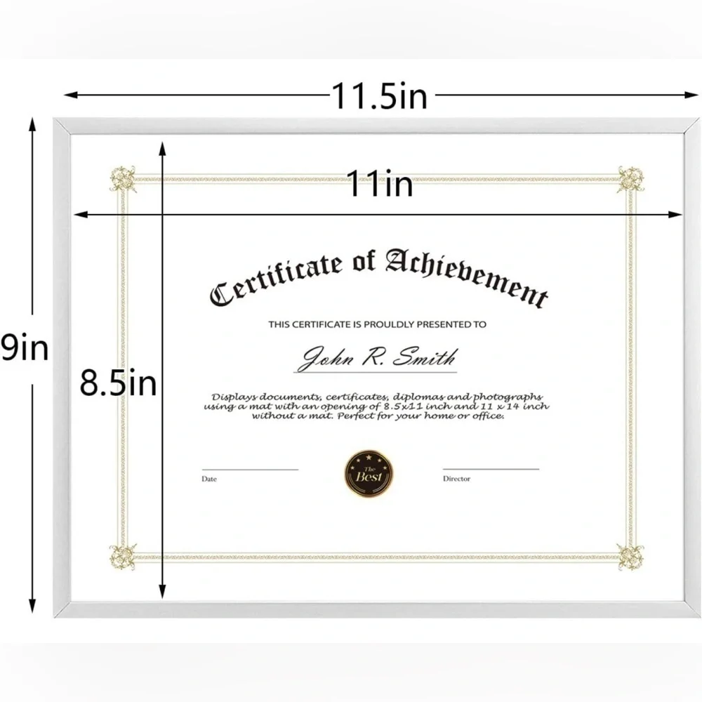 Golden State Art 8.5x11 Aluminum Certificate Diploma Frame 8.5 x 11 Silver